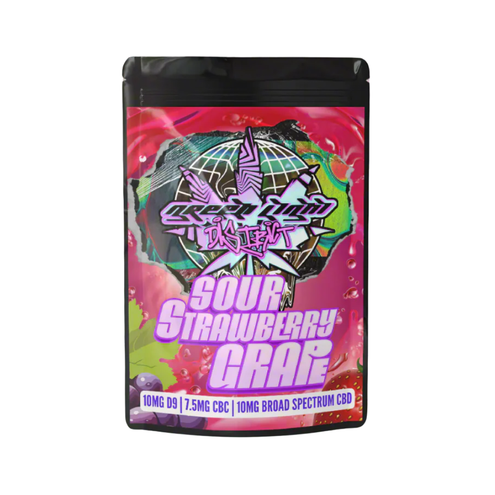 Sour Strawberry Grape Gummies - 10ct - 10mg D9 - 7.5mg CBC - 10mg Broad Spectrum CBD