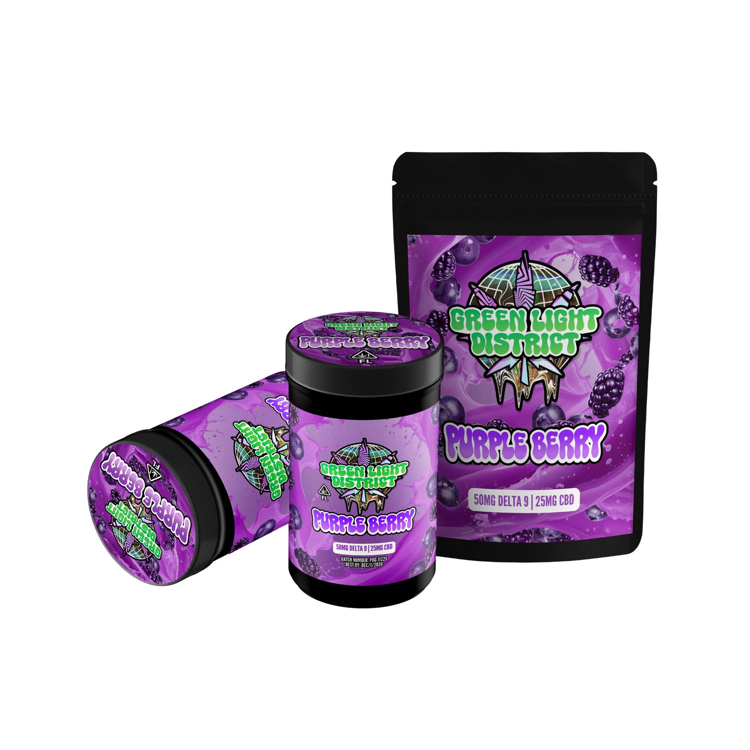 Purpleberry - 10ct - 50mg D8 | 25mg CBD